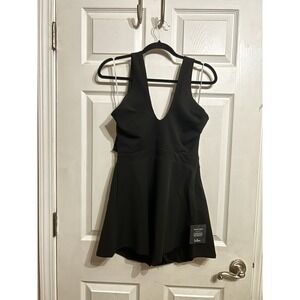 NWT Lulus M Mini Dress Skort Jumper Romper Shorts Black Sleeveless Side Zip Club
